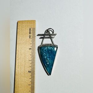 Extraordinary Artisan Handcrafted Apatite Set in Sterling Silver Pendant